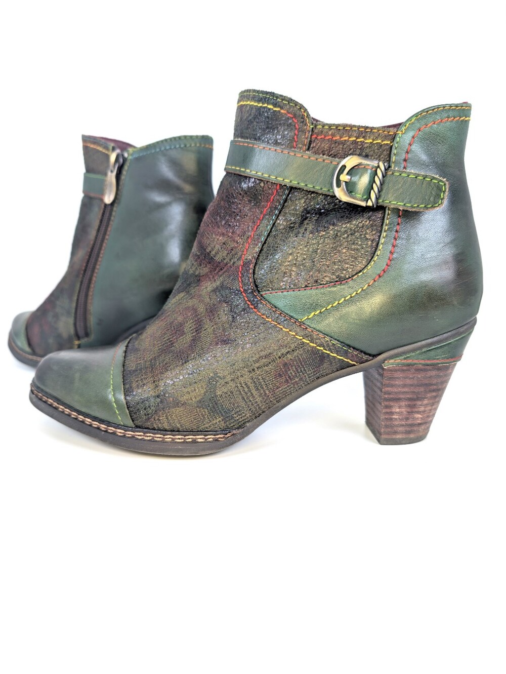 Spring Step L’Artiste Leather Ankle Boots Green Booties Size 8 Read Description! - Picture 3 of 15